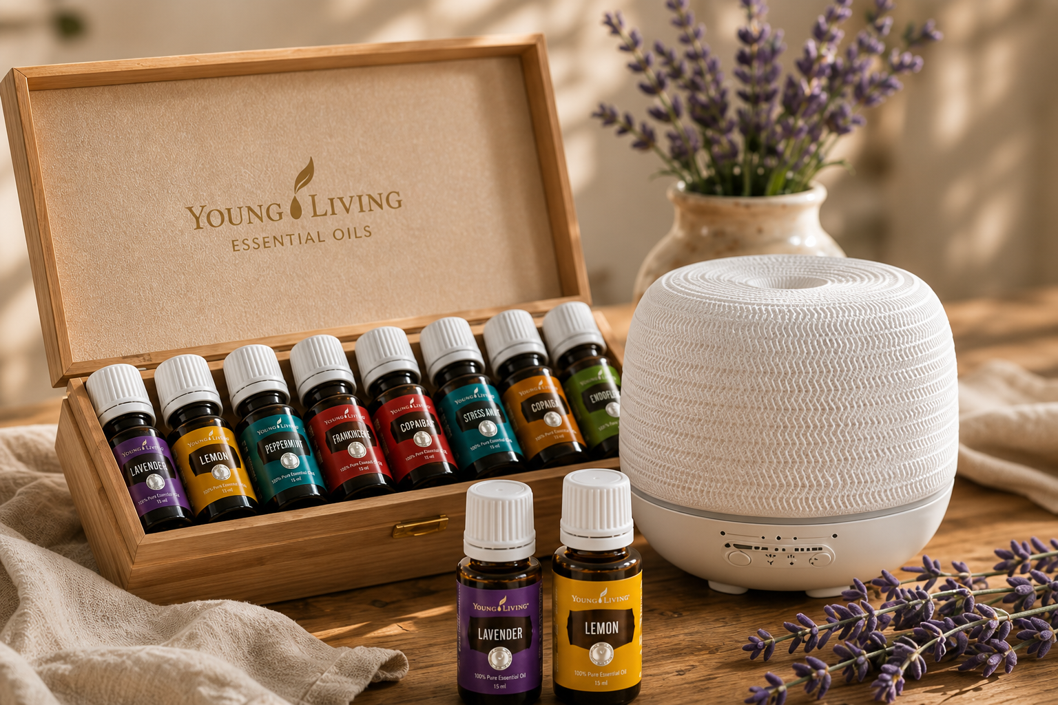 Young Living Starterset mit Ölen und weißem Diffusor